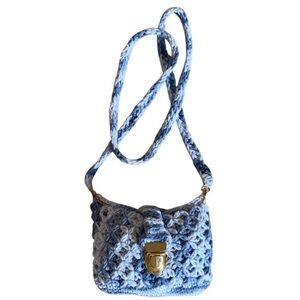 Crochet Bag Adorable Trendy Phone purse Crochet in Blue jean design